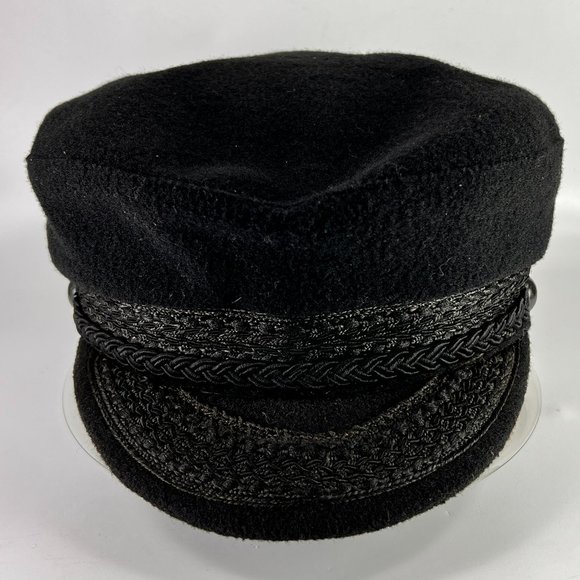 Vintage Nautilus Greek Fisherman’s Cap Captain Hat Black Medium Lined